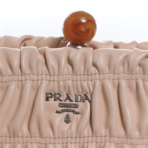 prada gaufre clutch pomice bow nappa light taupe grey|PRADA Nappa Gaufre Bow Wristlet Clutch Pomice.